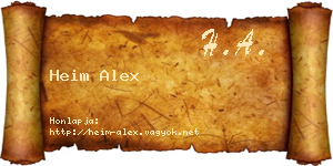 Heim Alex névjegykártya